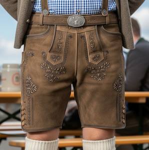 Nouvelles Lederhosen pour hommes en daim de chèvre aspect antique bavarois, mi-longues, respirantes, à motif écossais, style Wildbock, toutes tailles, pour l'Oktoberfest - Product Image 3