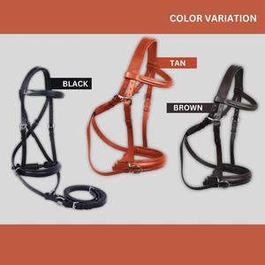 Bride de cheval sans mors en cuir anglais véritable Tan doux de qualité supérieure avec rênes Crossover Cross-Over Bitless Bridle - Product Image 2