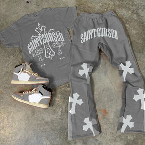 ผู้ผลิตเสื้อผ้าตามสั่ง ชุดวอร์มสีเทาพิมพ์ลายสกรีนสำหรับผู้ชาย ชุดฤดูร้อนสั่งทำพิเศษ ชุดวอร์มสำหรับวิ่งออกกำลังกาย - Product Image 1