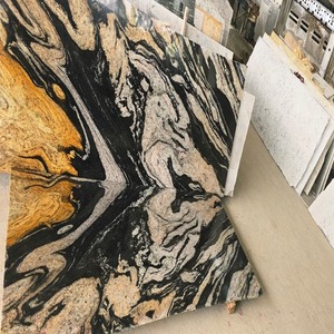 Dalle de granit jaune or de designer, motif de veines noir et blanc spectaculaire, pierre naturelle pour le revêtement de sol et la décoration d'appartements de luxe - Product Image 3