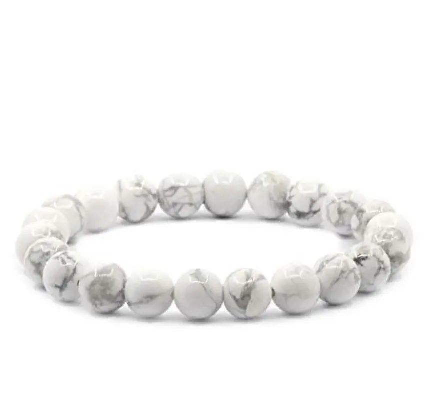 Erstaunliche und natürliche 6mm Howlite Perlen Armbänder Elastic Healing Crystal Beads Armband zum Verkauf Online kaufen bei S S AGATE