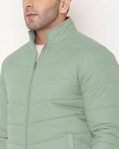 Veste matelassée pour homme, vert clair, col montant, fermeture éclair, imperméable, coupe-vent, vêtements d'hiver décontractés, rembourrage en coton toile - Product Image 2