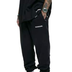 Collegiate Black <b>Cuffed</b> Jogger 100 Percent Cotton Fleece Relaxed Fit Streetwear Pants With Screen Print And Rear Zip Pocket - Product Image 6