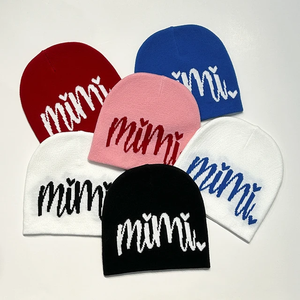 Gorro de punto Jacquard acrílico 100% al por mayor gorro deportivo cálido de invierno sin puños de diseño personalizado con patrón bordado - Product Image 2