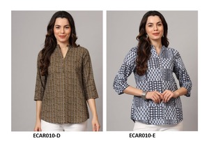 Top ligero étnico de algodón rayón Kurti para mujer mezcla perfecta indo-occidental para moda de verano y pedidos de exportación globales - Product Image 3