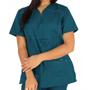 Tenues d'hôpital unisexes en toile de coton, idéales et abordables, avec logo personnalisé, coupe confortable et détection des aiguilles - Product Image 3