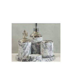 Brosse à dents en marbre décorations de salle de bains 2 pièces personnalisé effet marbre ensemble d'accessoires de salle de bains de luxe pour salle de bains hôtel - Product Image 6