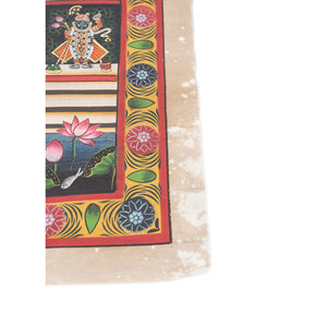 Pichwai Art <b>Wall</b> <b>Decor</b> Red & Orange Bohemian Cotton Cloth Tapestry for Outdoor Christmas Scenic Pattern with Cotton Rope Hanging - Product Image 4