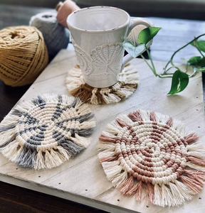 Sous-verres en macramé en coton faits à la main pour le bureau, sous-verres en corde, dessous de tasse, prix de gros en provenance d'Inde, qualité supérieure - Product Image 5