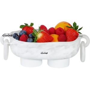 Bol à fruits moderne en résine ivoire avec poignée double, design décoratif pour la cuisine et la salle à manger, bol de service polyvalent pour les fêtes - Product Image 1