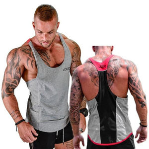 Nueva llegada de los hombres de color puro Fitness algodón chaleco culturismo Stringer gimnasio Tank Tops hombres niño gimnasio Fitness chaleco camiseta sin mangas - Product Image 2