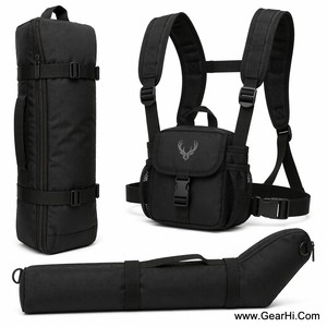 Bolsa para Telescopio Reforzada y Resistente de Nailon Cordura 1000D, Arnés Acolchado para Binoculares, Bolsillo para Telémetro, Equipo Óptico - Product Image 1