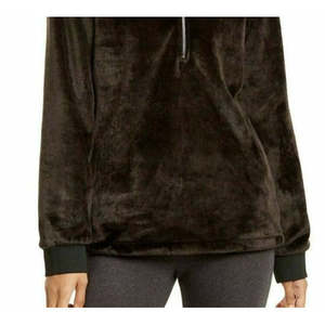 Sweat-shirt court à capuche en fausse fourrure respirant pour femme Ideology, motif, taille XS, noir - Product Image 3