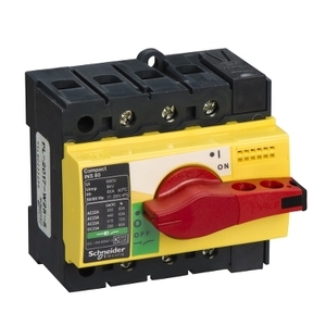 Interruttore Sezionatore SCHNEIDER ELECTRIC 28920 Compact INS80 80A, 3 Poli, Maniglia Rotante Rossa, Frontale Giallo, Interruttore 80A - Product Image 1