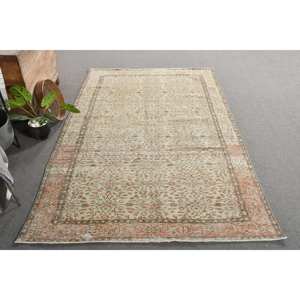 พรมขนสัตว์สีน้ำตาลเบจแบบดั้งเดิมขนาด5.4x8.6ฟุตสไตล์วินเทจแบบเย็บปะต่อสไตล์ตุรกีคลาสสิกสำหรับห้องนอนข้างเตียงยางพาราทรงสี่เหลี่ยม - Product Image 4