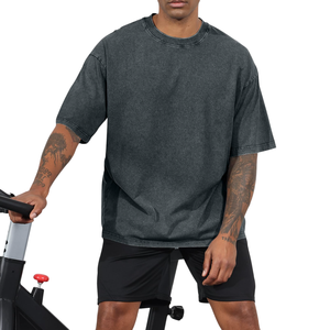 T-shirt délavé à l'acide de grande taille pour hommes, t-shirt délavé de qualité supérieure à épaules tombantes pour un style streetwear vintage élégant - Product Image 3