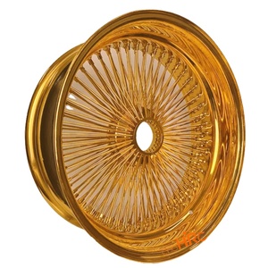 Gold Gunmetal Alloy Wire <b>Spoke</b> New Passenger Car <b>Wheel</b> Rim Vintage Lowrider Style Custom Replacement <b>Wheel</b> 20mm ET 4x100 PCD - Product Image 1