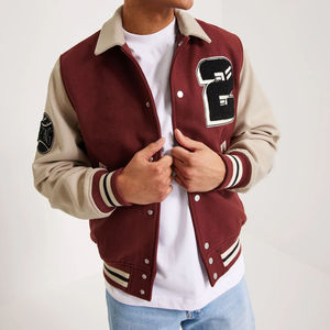 Blouson aviateur en toile à capuche bordeaux pour homme avec broderie personnalisée Style vintage respirant pour l'hiver - Product Image 4