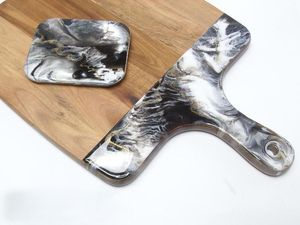 Tabla de cortar de madera de ILAHI con forma rectangular de 1,5 cm de espesor Mango ecológico y antideslizante-Utensilios de cocina de arte funcional - Product Image 2