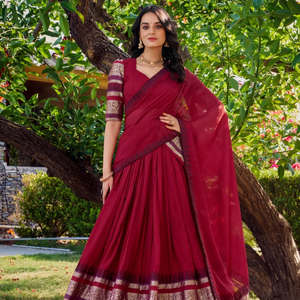 FashionHarbour Bulk Bollywood Style Designer Chanderi Silk Lehenga Choli Zari Dupatta para Bodas de invierno Fiestas Celebraciones - Product Image 1