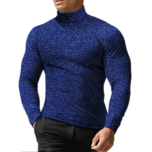 Top tendance nouvelle mode hommes chaud à manches longues pull à col roulé tricoté coton respirant pull automne chandails - Product Image 2