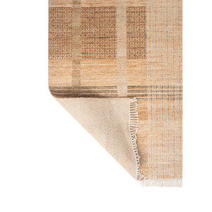 พรมขนสัตว์ถักมือสีเบจและสีน้ำตาลขนาดใหญ่สำหรับตกแต่งห้องนั่งเล่นวัยรุ่น พร้อมลวดลายทางเดิน - Product Image 5