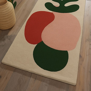 Alfombra de corredor de lana hecha a mano con diseño botánico moderno personalizado, Alfombra de pasillo Rectangular larga para decoración del hogar, Picnic, lana artesanal - Product Image 3
