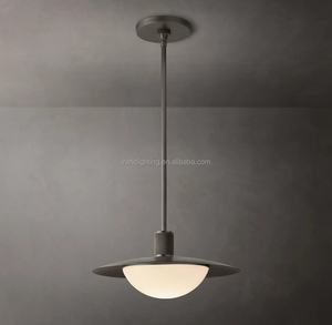 Suspension industrielle en laiton à hauteur réglable pour chambre à coucher, avec abat-jour en verre dépoli - Product Image 1