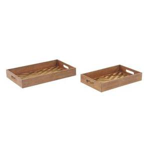 Bandejas rectangulares de madera con asas en forma de hoja Juego de bandejas para servir de madera de mango y acacia Decoración elegante para el hogar Sala de estar Cocina - Product Image 4