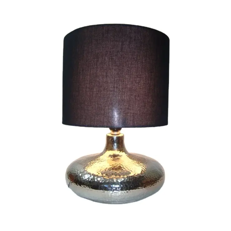Круглая никелированная металлическая Серебряная настольная лампа для дома, отеля и ресторанов с различными лампочками