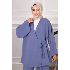 Conjunto de 2 Piezas de Hiyab Aerobin con Lazos Laterales, Azul Marino - Product Image 3