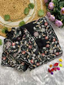 Saree en Georgette douce et fraîche pour femmes avec codage multi-fils de couleur noire Vêtements de fête et de mariage les plus vendus pour la saison de printemps - Product Image 5