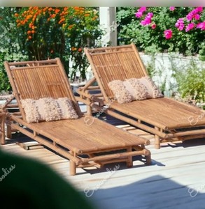 Durable High Quality Outdoor <b>Beach</b> Pool Bamboo Sun Loungers Pool Sun Chaise Lounge Garden Mesh Sun Lounger Set - Product Image 1