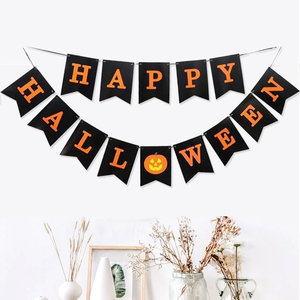 อุปกรณ์ตกแต่งปาร์ตี้ฮาโลวีน ธงประดับตกแต่ง HAPPY HALLOWEEN ธงกระดาษรูปหางนกนางแอ่น - Product Image 5