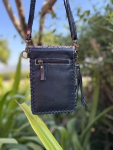 Women' Use <b>Phone</b> Purse Handbag Real Cowhide Fur Hand Tooled Carving Leather Fringe Bag Small Size Bags Pouch Designer Bag - Product Image 3