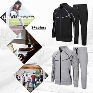 Ensemble de vêtements de sport pour hommes à séchage rapide veste de sport de fitness pantalon taille 4XL survêtement de sport respirant pour la course à pied pour adultes - Product Image 4