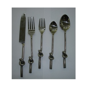 Couverts traditionnels en argent Offre Spéciale acier inoxydable titane argent avec poignée à nœud ensemble de couverts sûrs et sains pour un usage quotidien - Product Image 3