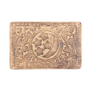 Suministro directo de fábrica Caja de madera de mango tallado en madera Diseño de Luna y estrellas Caja organizadora de joyas Caja de madera tallada a precio barato - Product Image 3