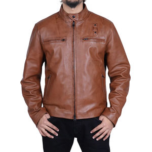 Vente en gros 2025 hommes élégant col montant veste en cuir de moto toile de haute qualité personnalisé mode vêtements de motard vente - Product Image 1