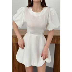 Vestido de Lino Blanco con Lazo en la Espalda - Blanco - Product Image 4