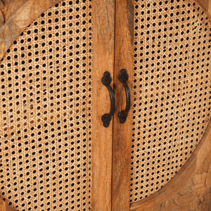 Gabinete de Madera de Mango Sólido MKJ |   Mueble de Almacenamiento para Sala de Estar Estilo Japandi con 4 Cajones y Puertas Corredizas |   Muebles para el Hogar Tallados a Mano con 3 Años de Duración - Product Image 4