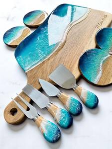 Juego de posavasos de madera y resina de alta calidad, posavasos de piedra de resina epoxi de madera natural duradera para mesas de té, café y comedor - Product Image 5