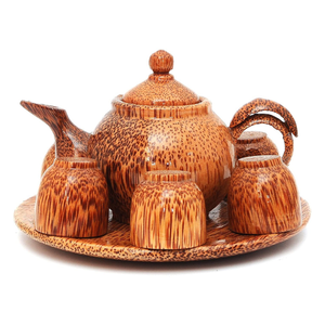 กาน้ำชา,กะลามะพร้าวแกะสลักดีไซน์ทันสมัยอย่างยั่งยืนเปลือกรีไซเคิลใช้สำหรับน้ำเย็นและน้ำร้อนรูปลักษณ์เป็นเอกลักษณ์ - Product Image 5