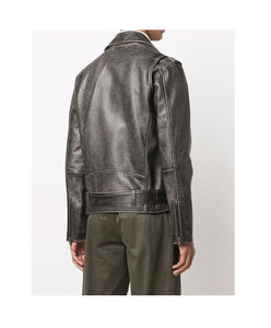 Chaqueta de motocicleta de cuero de piel de oveja negra Bolsillo delantero Cintura con cinturón Venta al por mayor Cremallera Chaquetas DE SEGURIDAD DE manga completa - Product Image 3