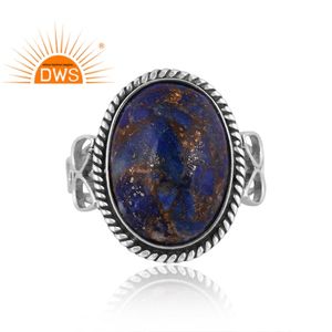 Meilleure vente bague en argent sterling oxydé naturel Mojave cuivre Lapis pierre précieuse bague de déclaration fabricant de bijoux personnalisés - Product Image 4