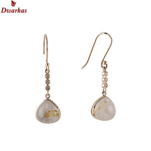 Promoción Pendientes chapados en oro plata esterlina 925 Aqua Calcedonia piedras preciosas bisel gota pendientes para mujer joyería de moda - Product Image 6