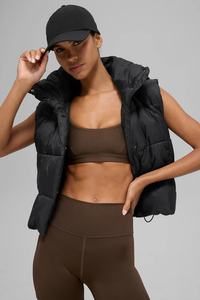 Vente en gros Gilet rembourré en toile de haute qualité, sweat à capuche sans manches, fermeture à glissière, logo respirant à l'avant pour la superposition d'hiver - Product Image 3