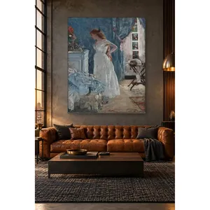 Fida Gervex Femme en blanc se retournant vers le miroir Impression sur toile - Product Image 2