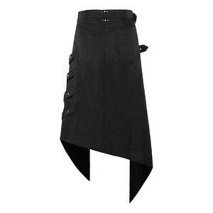 Cosplay Punk Falda plisada Cinturón de cuero gótico para hombre Medieval Roman Warrior Kilt Cadena de metal Asimetría Negro Disfraz de Halloween - Product Image 2
