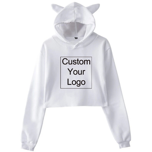 Fabricante personalizado Streetwear Hip Pop Mujeres Pullover Sudaderas con capucha Logotipo personalizado Impresión de pantalla Crop Top Sudaderas con capucha - Product Image 5